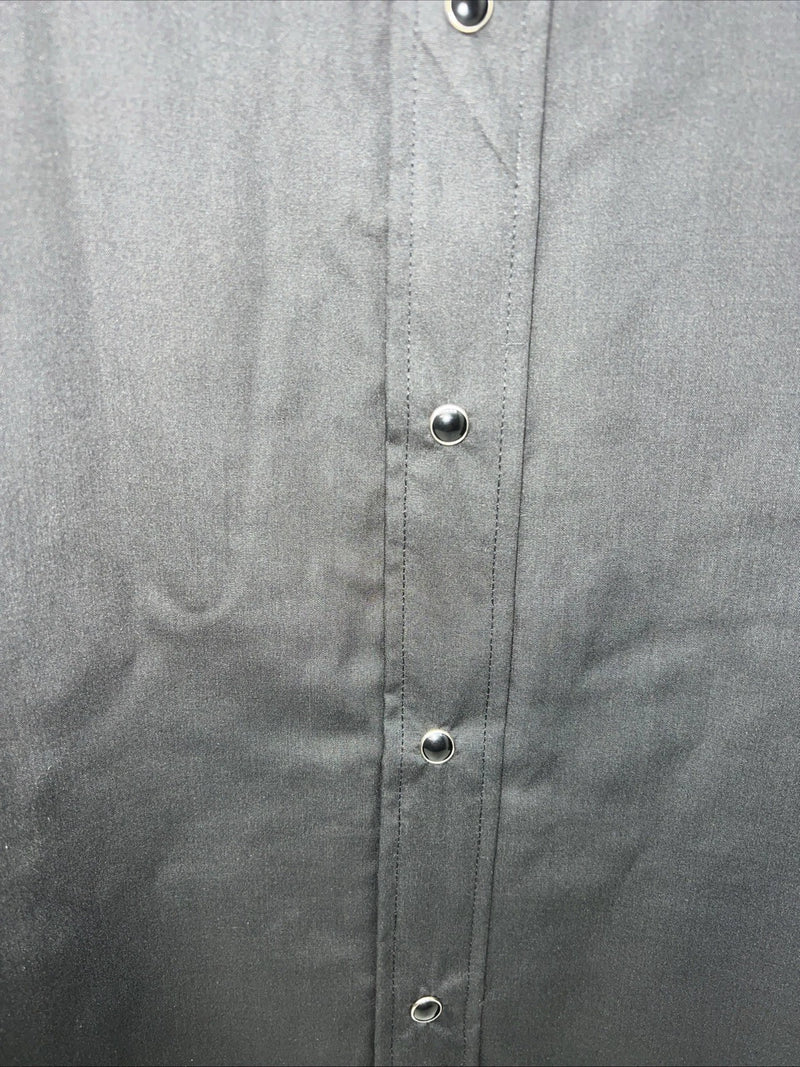 New Men’s Black White House Pearl Snap Long Sleeve Shirt. L Tall P-51