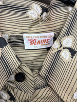 New Men’s ELY Plains Tan Black Floral Long Sleeve Pearl Snap 15.5 Large LL-91