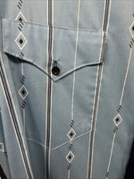New Men’s Cowboy Threads Blue Half Design Long Sleeve Button Up XL M-75