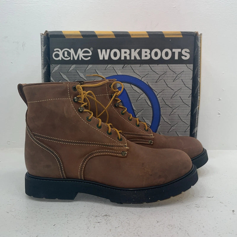 New Men’s Brown Lace Up Acme Cowboy Boots. 9078 12 E W. 10-9