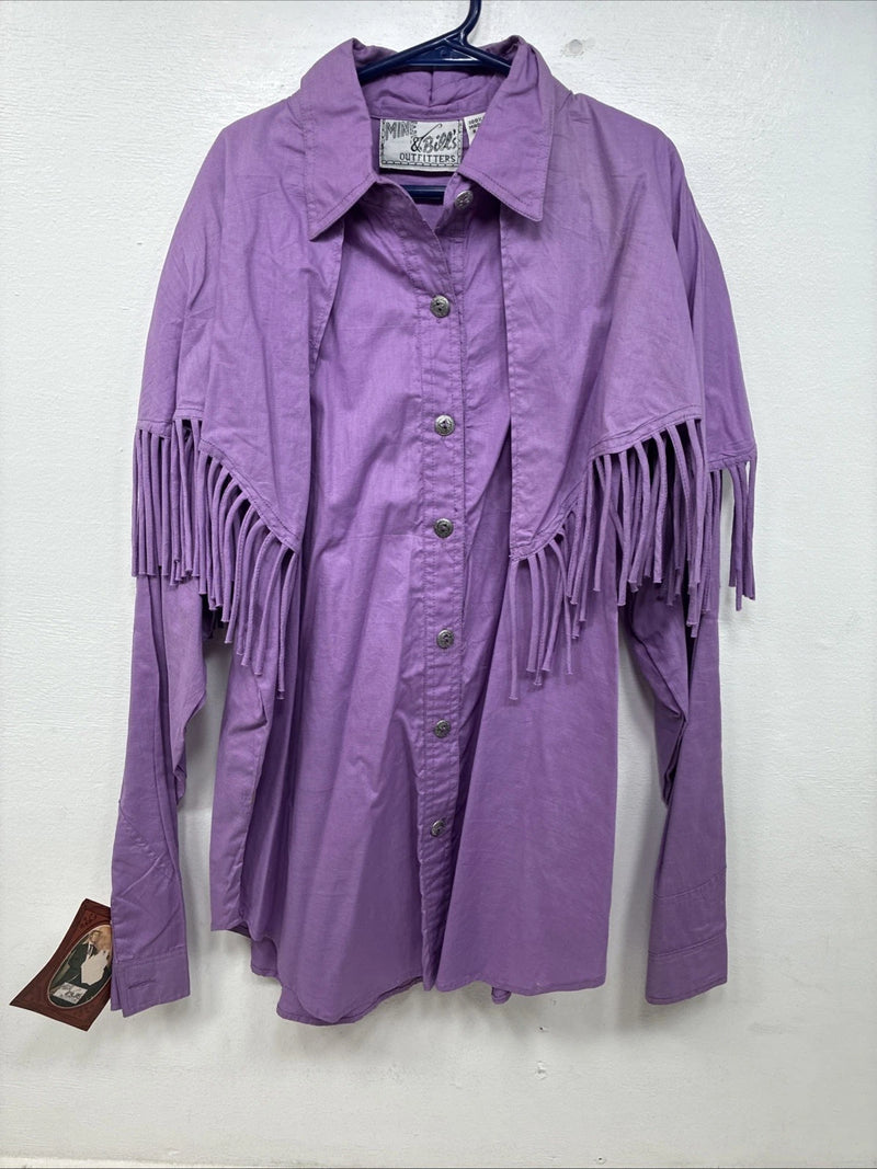 New Women’s Mine & Bills Purples Fringe Long Sleeve Button Up Size Large TT-70