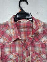 New Women’s Cumberland Pink Plaid Long Sleeve Pearl Snap Medium KK-109