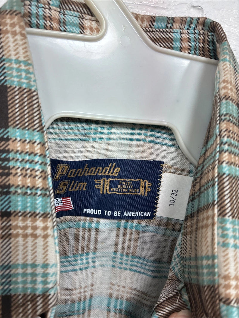 New Kids Panhandle Slim Multicolor Plaid Long Sleeve Pearl Snap Size 10 CC-84
