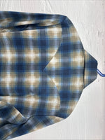 New Kids Panhandle Slim Blue Green Plaid Long Sleeve Pearl Snap Size 10 CC-83