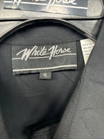 New Women’s White Horse Black Design Long Sleeve Pearl Snap XL II-43