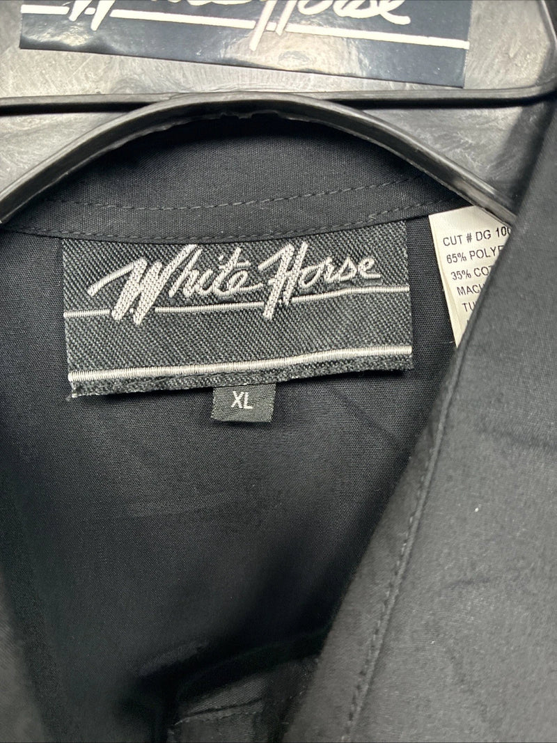 New Women’s White Horse Black Design Long Sleeve Pearl Snap XL II-43