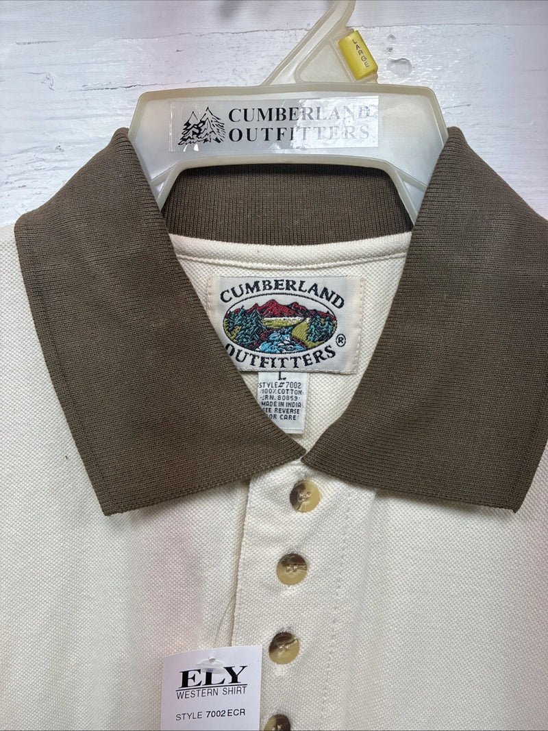 New Men’s Cumberland Brown Western Design Short Sleeve Polo Large M-23