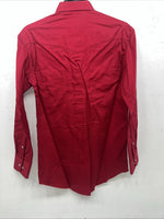 New Men’s Wrangler Red Long Sleeve Pearl Snap 14.5 X 33 Small A-201