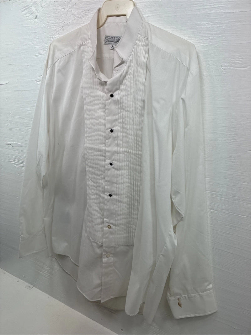 New Formal Mart White Long Sleeve Button Up English Shirt Large X-102