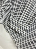 New Women’s White Horse Black Gray Stripe Long Sleeve Pearl Snap Large II-12