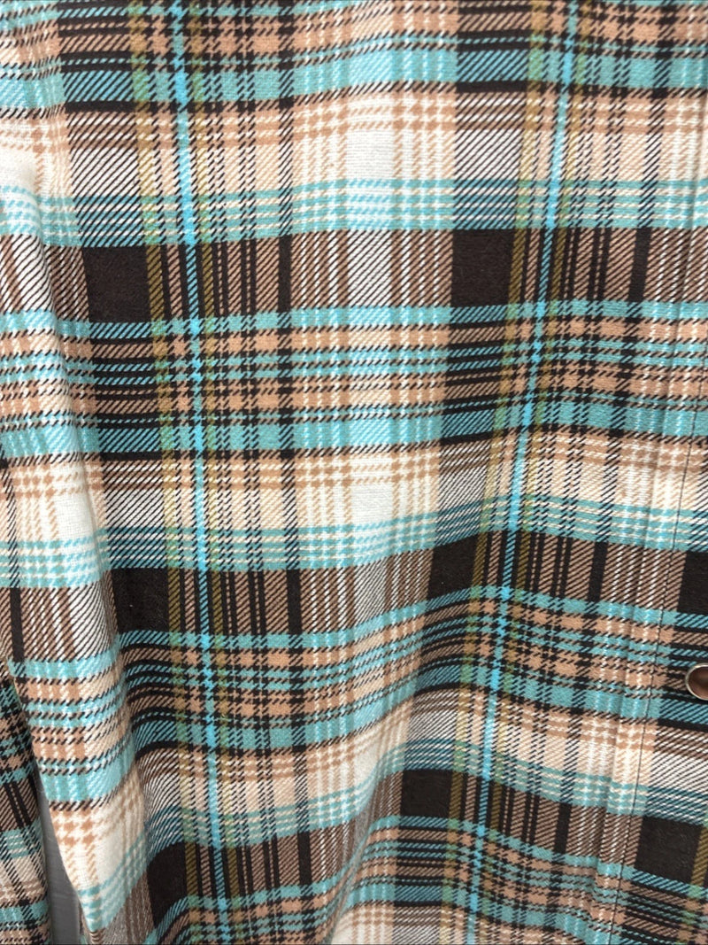 New Kids Panhandle Slim Multicolor Plaid Long Sleeve Pearl Snap Size 10 CC-84