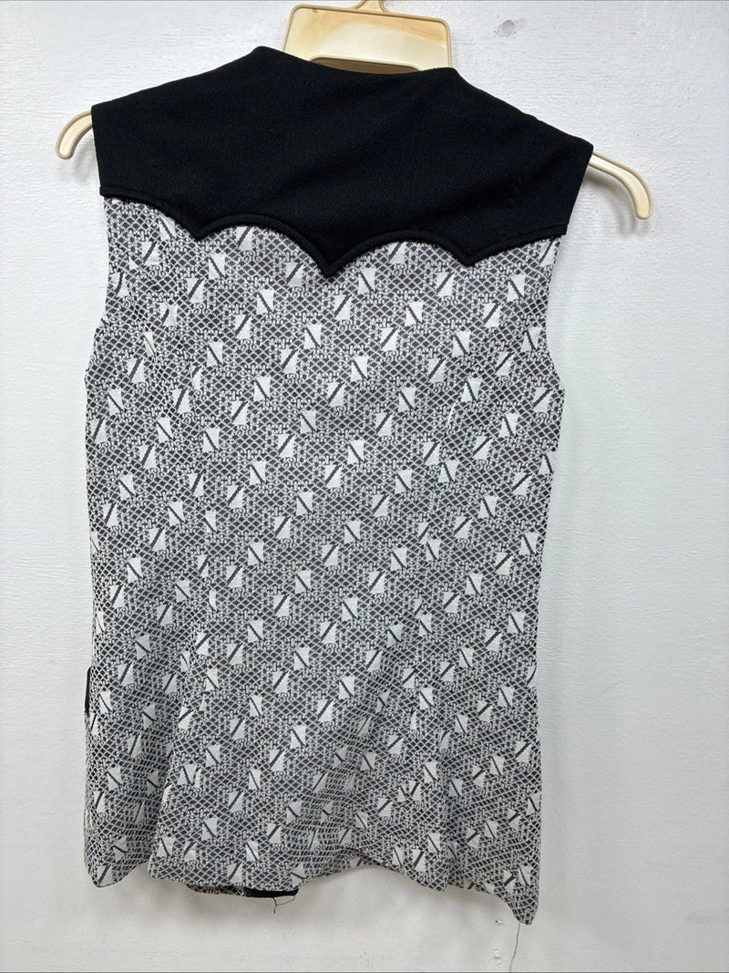 New Women’s Western Heritage Black White Show Vest Button Up Size 14 YY-112
