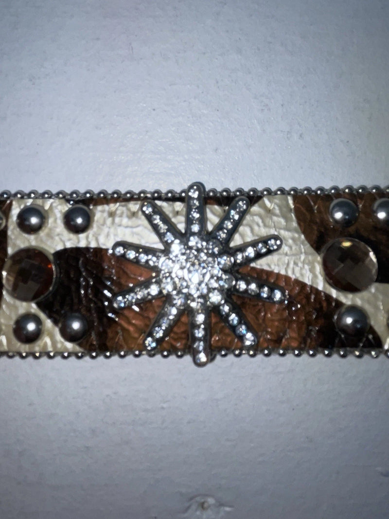 New Cow Print Genuine Leather Blazin Roxx Bling S Belt #N3510602 Z-59