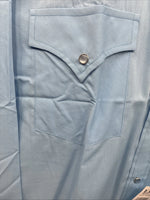 New Men’s ELY Cattleman Simple Blue Long Sleeve Pearl Snap 18 X 35 2XL R-9
