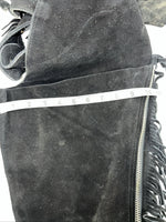 NOS Black Show Chaps With Fringe Adjustable Waist 44” N-50