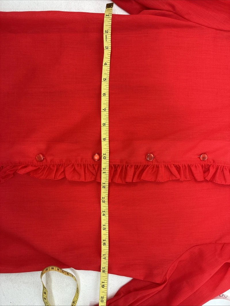 New Women’s H Bar C Red Long Sleeve Button up Size 34 MM-132