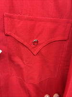 New Men’s ELY Cattleman Red Simple Long Sleeve Pearl Snap 18.5 X 35 2XL K-94