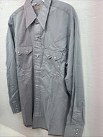 New Men’s Dee-Cee Gray Long Sleeve Pearl Snap 15.5 Medium O-24
