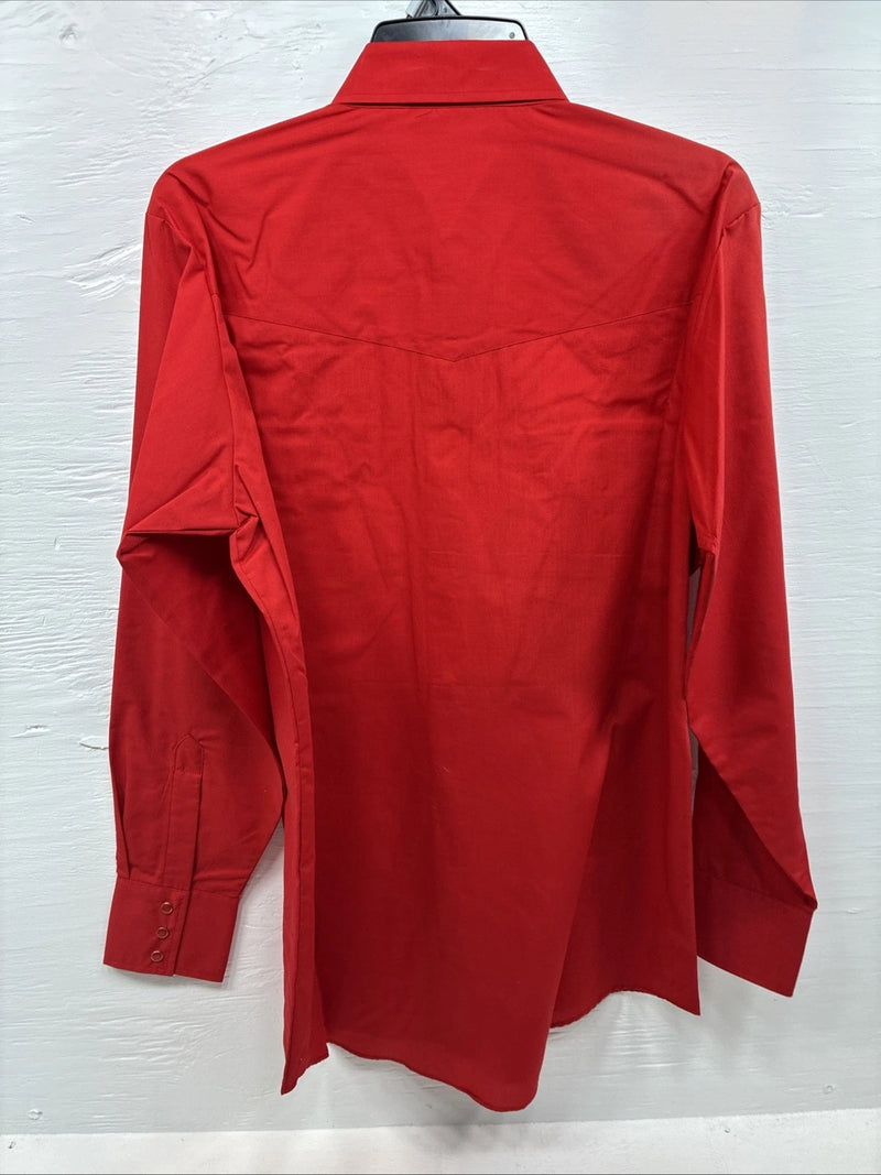 New Men’s ELY Cattleman Western Red Long Sleeve Pearl Snap 16.5 Large V-45