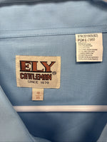 New Men’s ELY Cattleman Simple Blue Long Sleeve Pearl Snap 18 X 35 2XL R-9