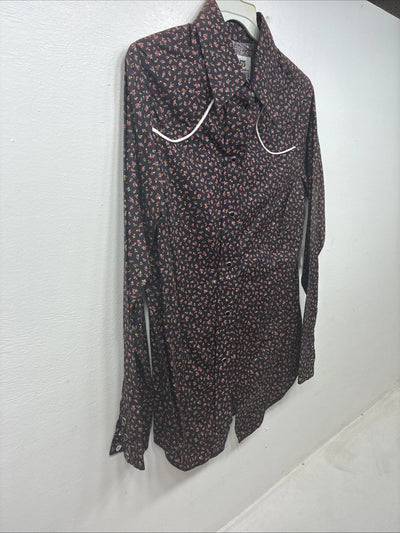New Women’s Dickson Jenkins Floral Long Sleeve Pearl Snap Size 34 MM-104
