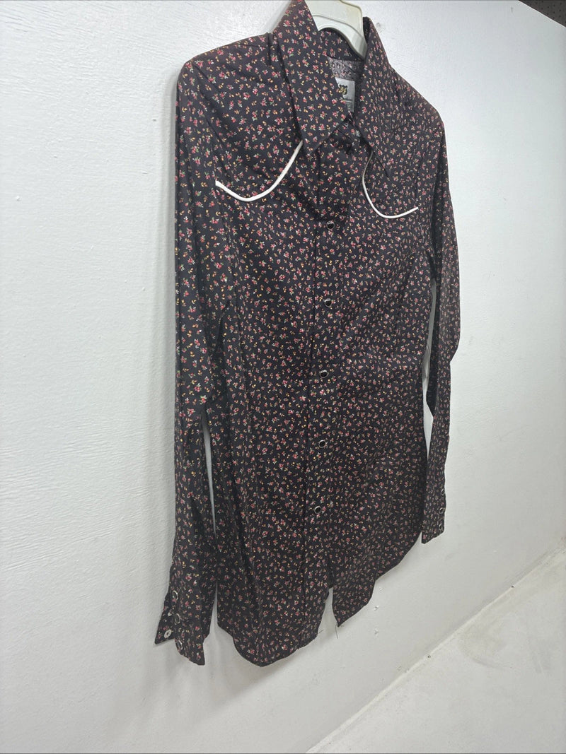 New Women’s Dickson Jenkins Floral Long Sleeve Pearl Snap Size 34 MM-104