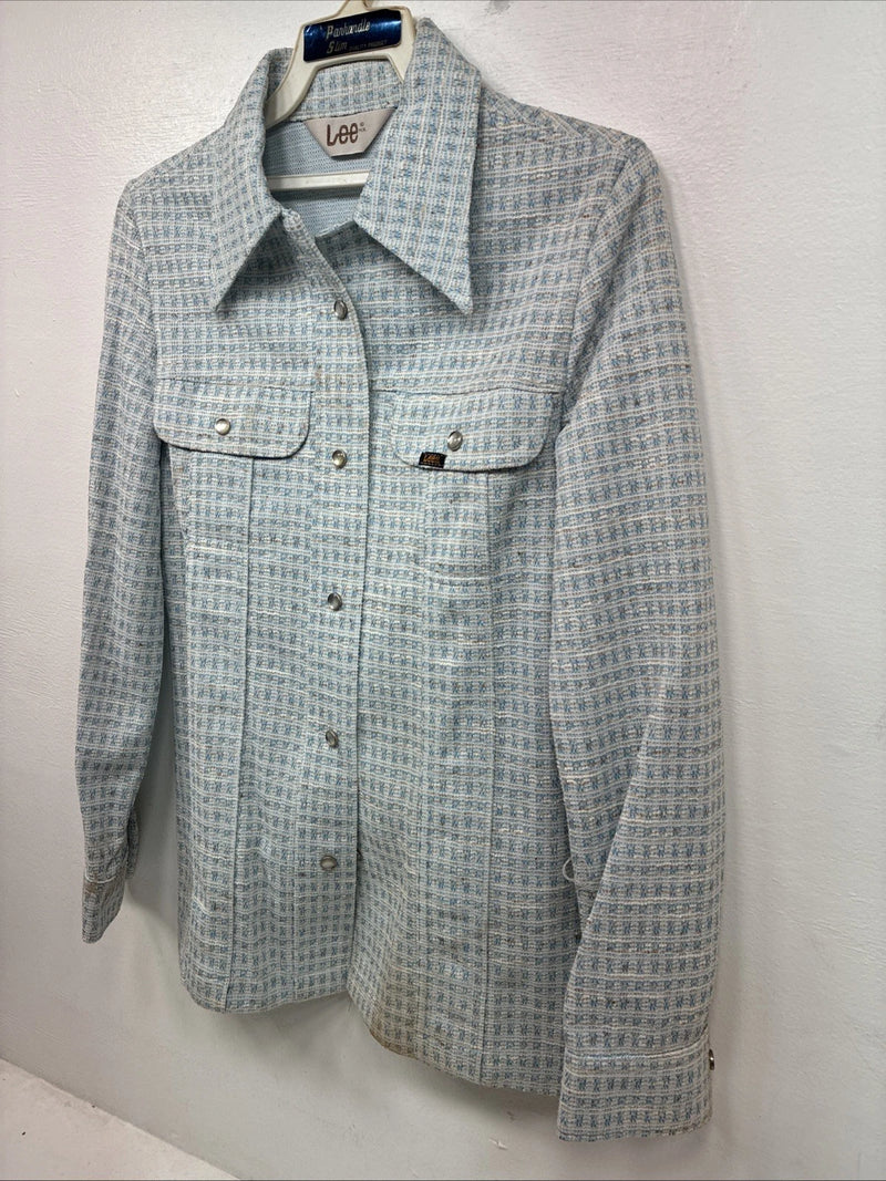 New Women’s Lee Blue Design Long Sleeve Button Up Jacket Size 11 KK-42