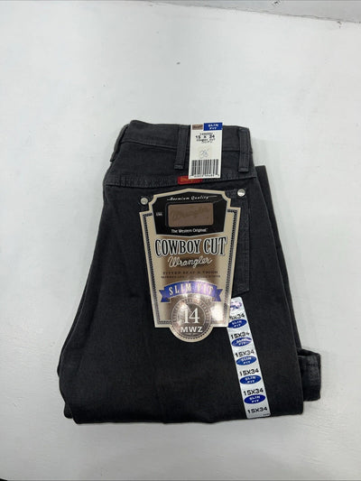 New Men’s Gray Cowboy Cut Slim Fit Wrangler Jeans. 15x34 H-7