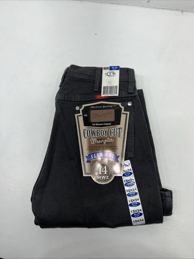New Men’s Gray Cowboy Cut Slim Fit Wrangler Jeans. 15x34 H-7