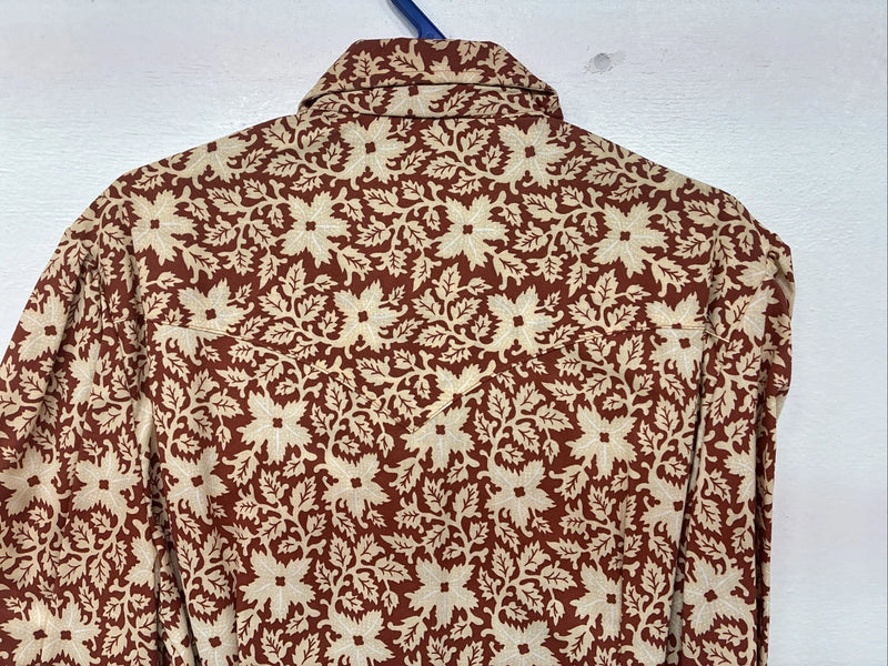 New Women’s Tem Tex Floral Design Long Sleeve Pearl Snap Size 32 MM-83