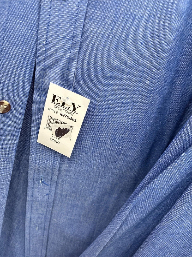 New Men’s ELY Blue Jean Color Long Sleeve Button Up 20.5 X 36 4XL E-50