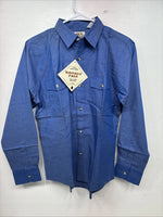 New Women’s ELY Classic Blue Long Sleeve Button Up Size Large YY-26