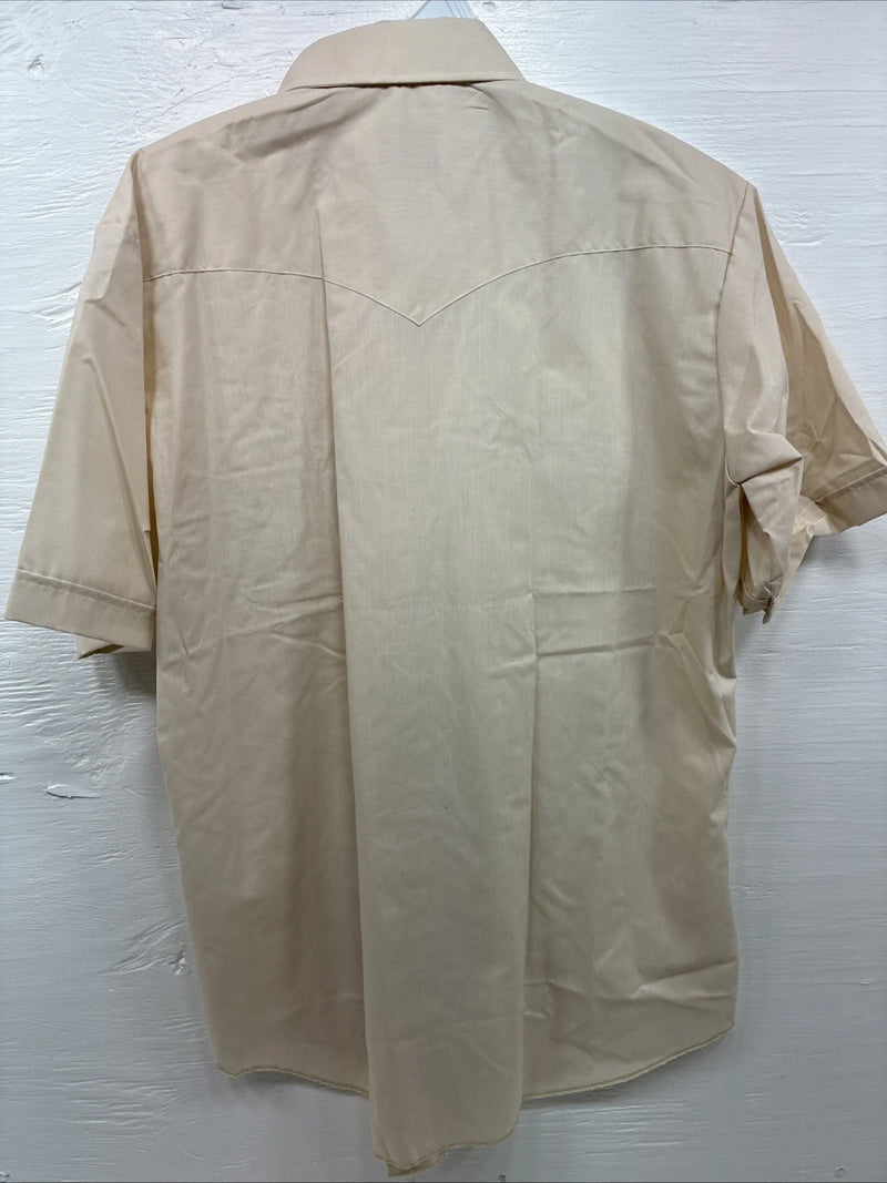 New Men’s H Bar C Tan Western Short Sleeve Pearl Snap 16.5 Large V-14