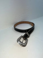 New Black Genuine Leather Tooled 28” Belt #101 Z-132