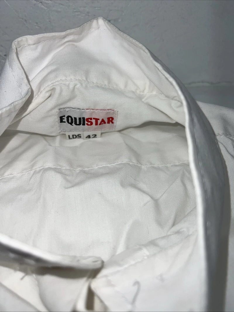 New Women’s White EQUISTAR Short Sleeve English Riding Shirt. 42 G-29