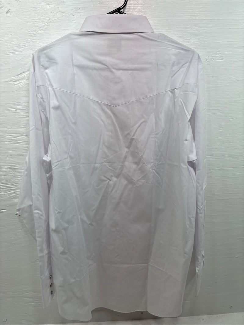 New Men’s ELY Cattleman Western White Long Sleeve Pearl Snap 17 X 35 XL V-46