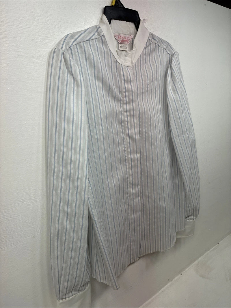 New Women’s H Bar C Blue Stripe Long Sleeve Button Up Size 40 MM-31