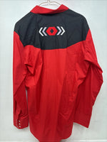 New Men’s ELY Diamond Red Designed Long Sleeve Pearl Snap Medium DD-100