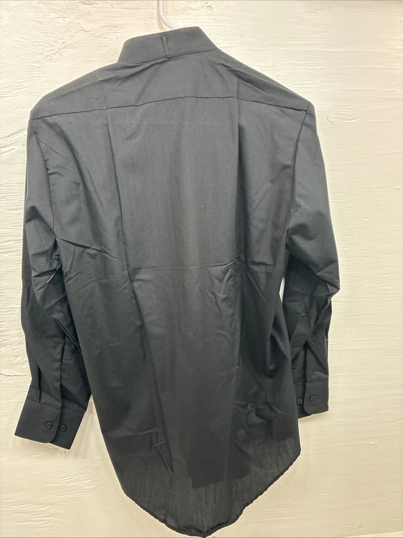 New Classix Black Long Sleeve Button Up English Shirt 14-14.5 Small X-98