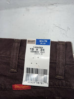 New Men’s Brown Cowboy Cut Wrangler Slim Fit Denim Jeans. 15x34 F-33