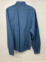 New Women’s Cowboy Threads Blue Stripe Long Sleeve Button Up Large TT-16