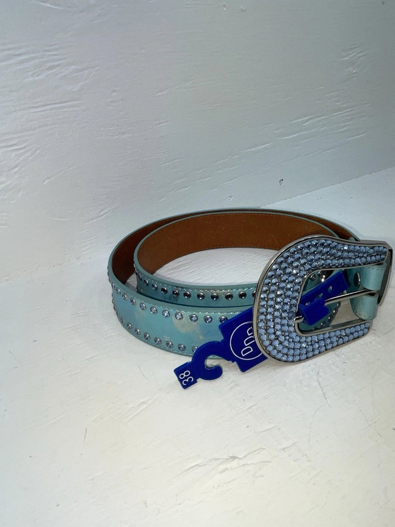 New Blue Genuine Leather 3D Blue Bling 38” Belt #667 JJ-90
