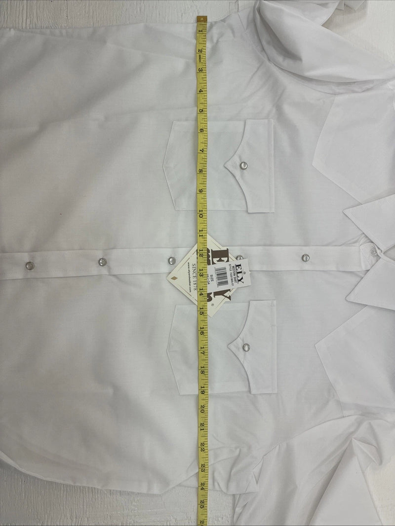 New Men’s ELY Cattleman White Long Sleeve Pearl Snap 16.5 X 34 Large AA-39