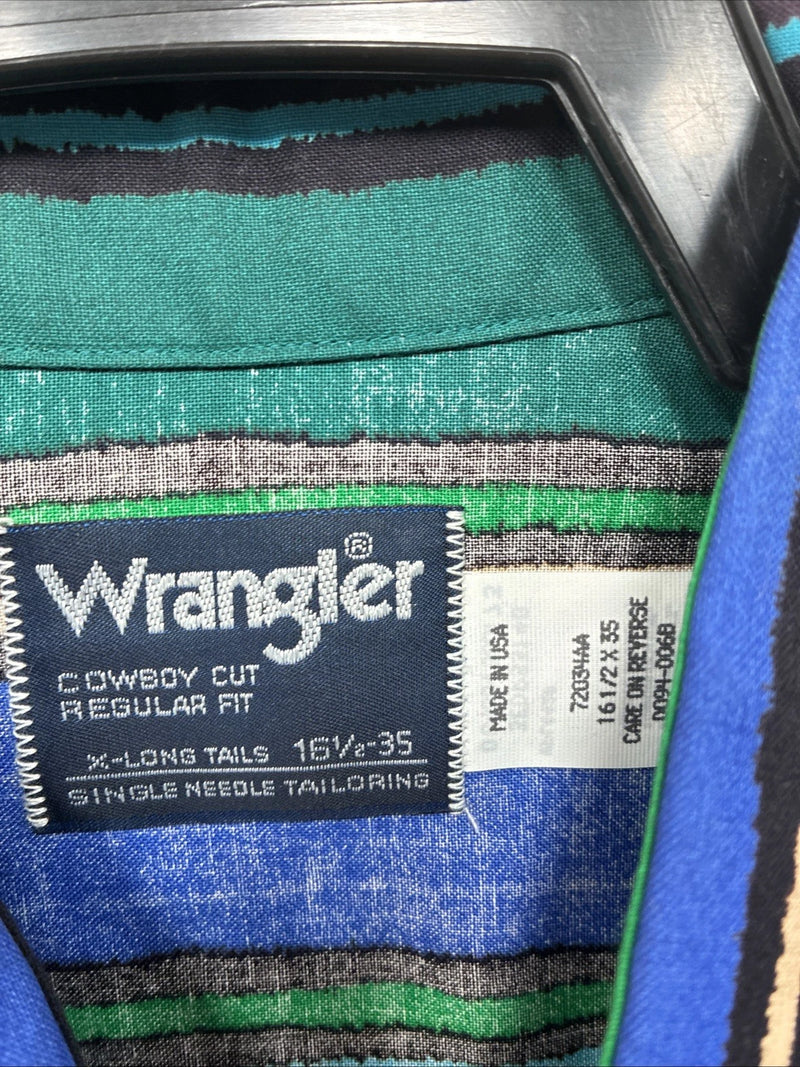 New Men’s Wrangler Multi Color Long Sleeve Button Up 16.5 Large Q-60