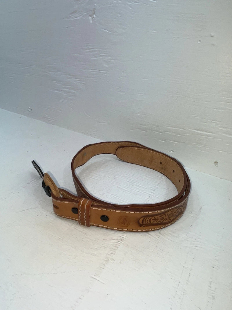 New Brown Genuine Leather Western Express Pendent And Tooled 32” Belt JJ-52