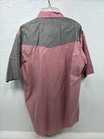 New Men’s Cowboy Threads Pink Gray Short Sleeve Button Up Medium O-77