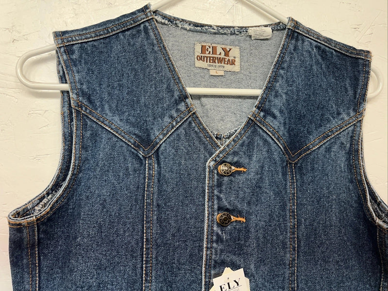 New ELY Outerwear Children’s Denim Button Up Tank Large #141104 3C-52