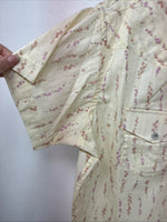 New Women’s White Horse Yellow Floral Short Sleeve Pearl Snap Large II-95