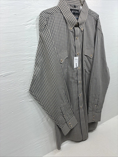 New Men’s White Horse Multicolor Plaid Long Sleeve Button Up Shirt XL M-91