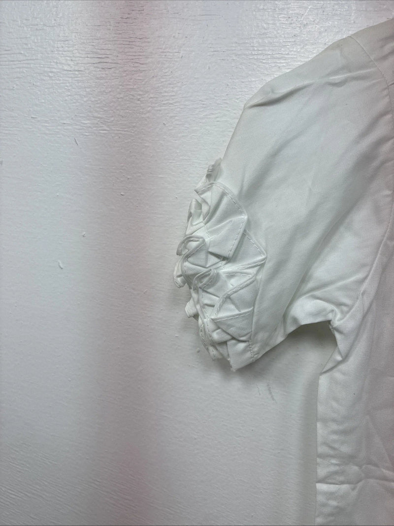 New Women’s Rockmount White Designed Short Sleeve Pearl Snap Size 0 YY-31